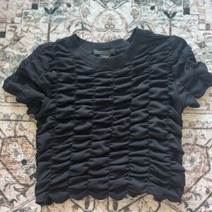 House of Harlow 1960 Black Textured Short Sleeve Top